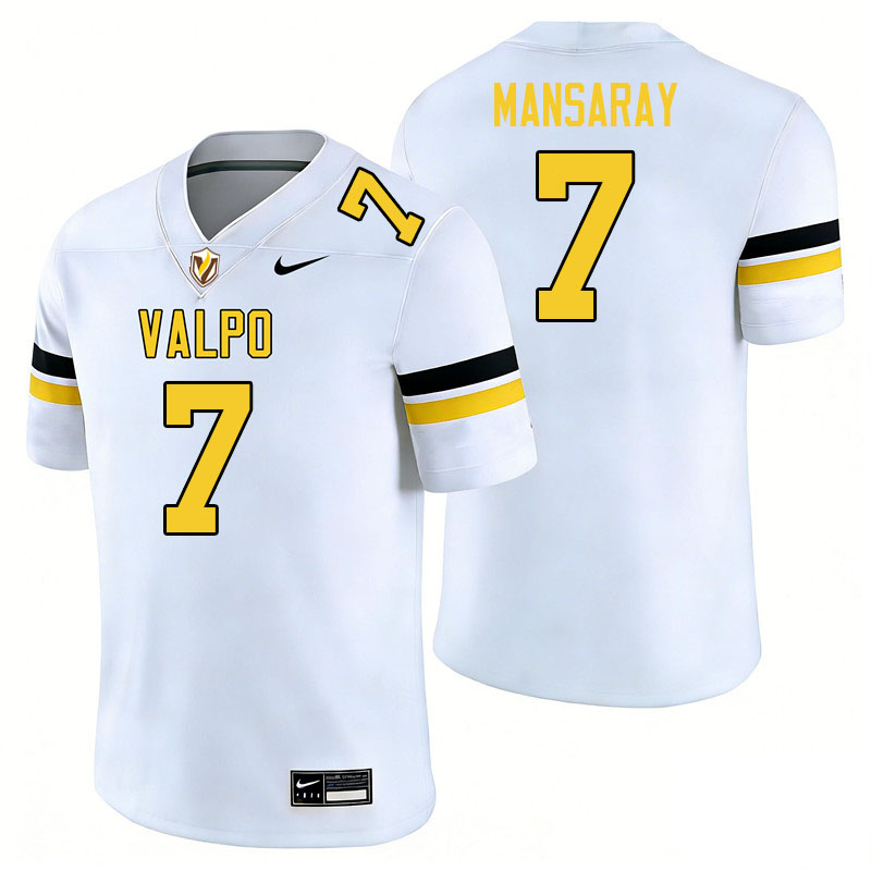 Valparaiso Beacons #7 Michael Mansaray College Football Jerseys,Uniforms-White